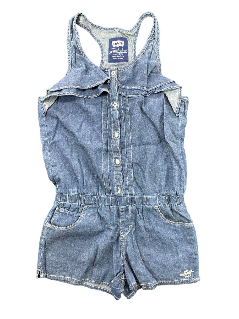 Levi's Girl Medium Wash Blue Denim Racerback Denim Jean Romper Youth Size Large